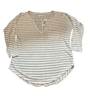 Madewell 3/4 Sleeve Baseball Style Striped Blouse
